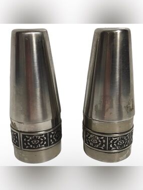 Vintage Stanley Roberts Velvet Stainless Steel Salt & Pepper Shakers Set